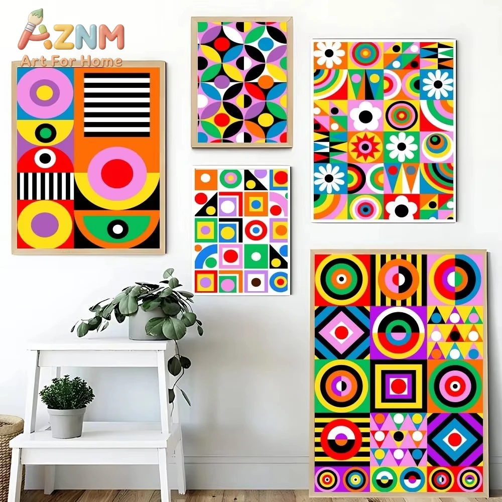 

1 шт., современный абстрактный геометрический постер в стиле Баухаус, высококачественная печать, водонепроницаемое настенное искусство, декор для спальни, ретро-декор комнаты, подарок