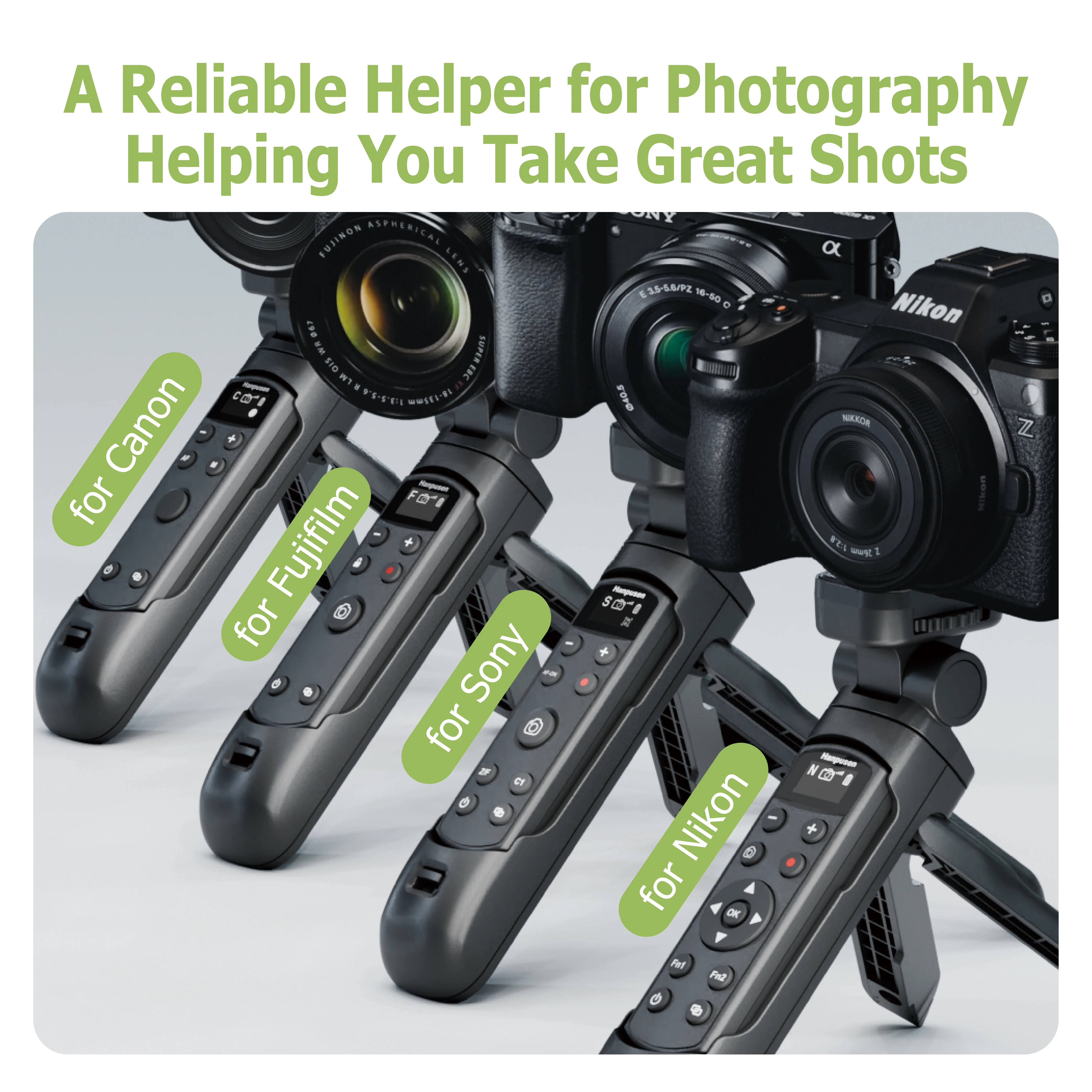 TG-3 Wireless Vlog Shooting Grip Tripod Remote Control with OLED Display For Fujifilm / Canon / Nikon / Sony Cameras