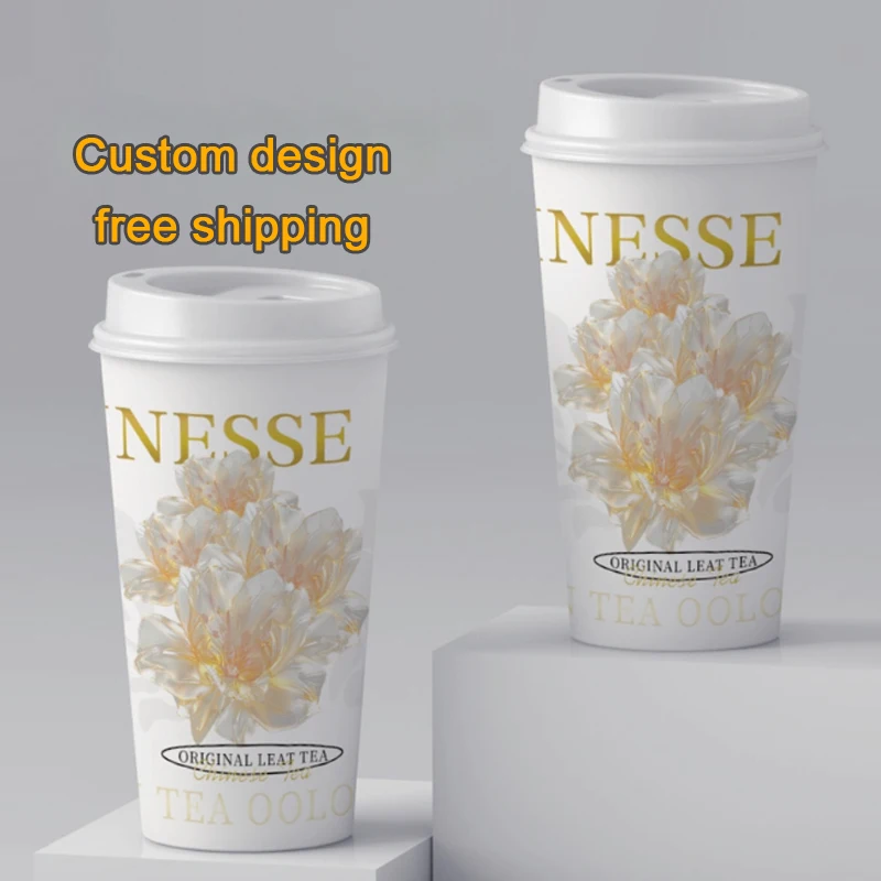 LOGO Custom Thickened Disposable Milk , Coffee Hot Drink Tea Paper Cup Tea Fast Food Shop Hot Drink Paper Cup To Go Packing Cup