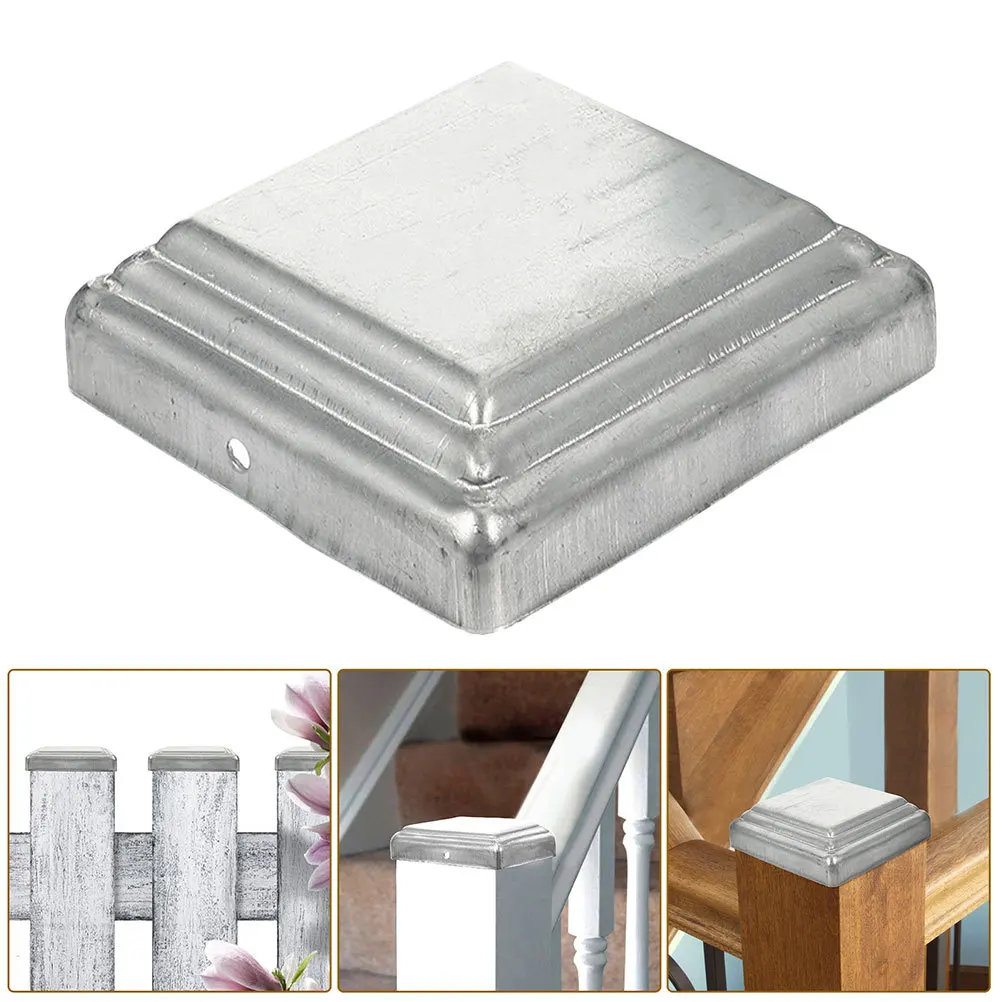 

6Pcs Steel Decorative Square Fence Post Caps Replacement Covers for Garden Deck Fence Accessories Post Caps Railing Cover