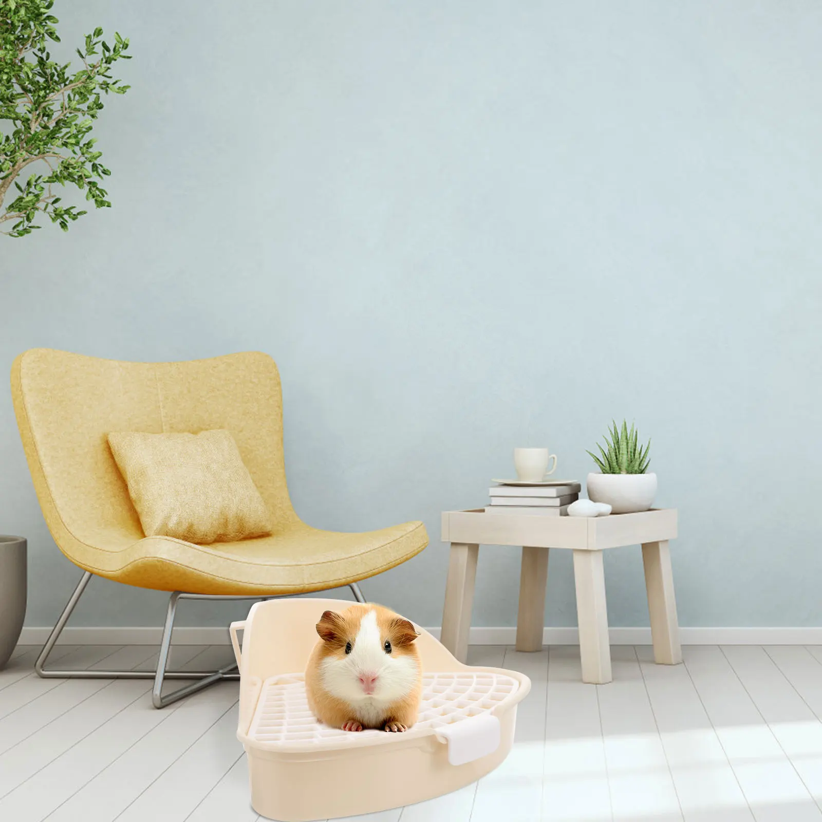 

Pet Triangle Potty Corner For Small Animals Bunny Guinea Pig Hamster Ferret Mini Portable Indoor Space Saving Safe Edges Easy