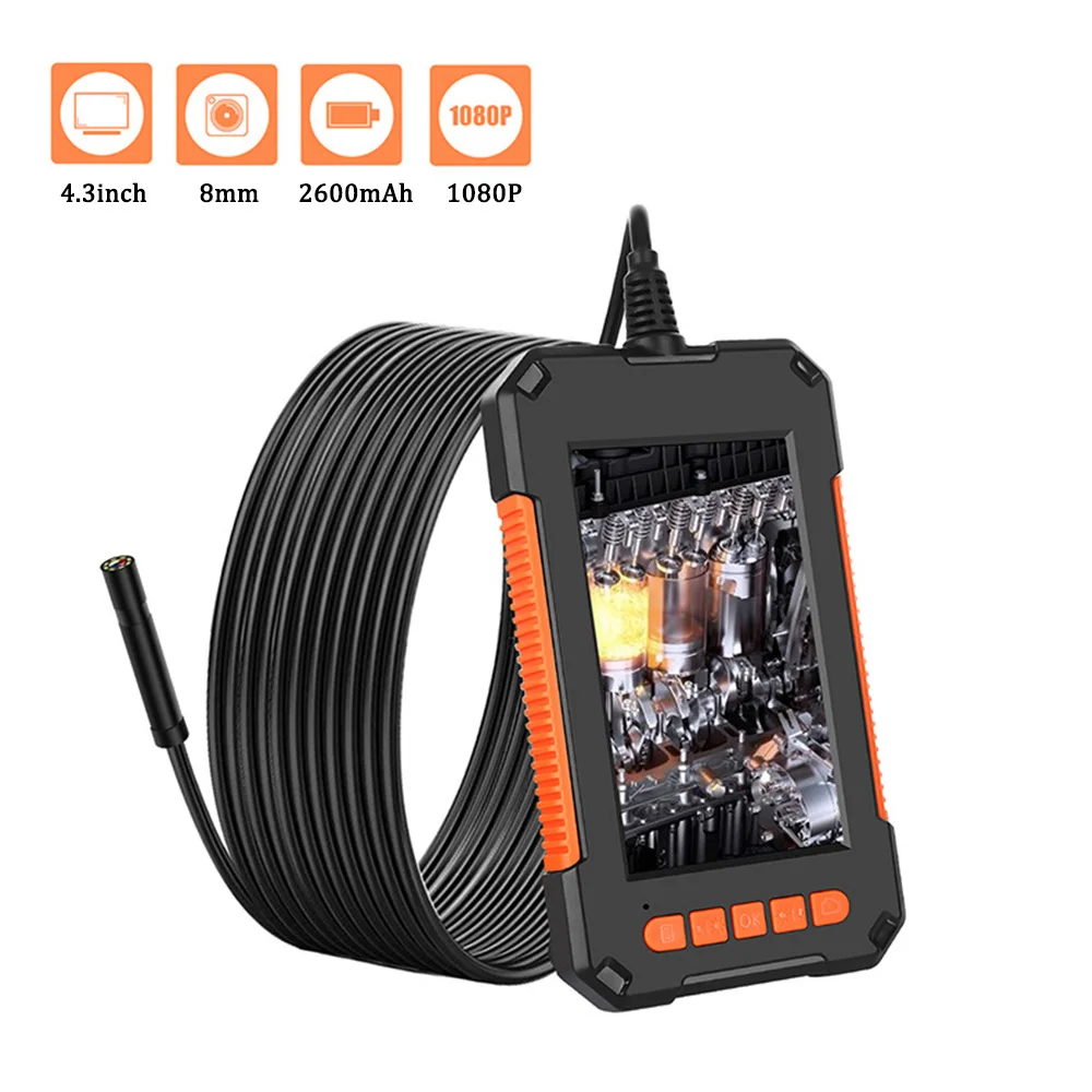 Hot 4.3 Inch Screen Endoscope Camera 1080P HD Single Lens Inspection Camera Handheld IP67 Snake Camera With 8 LED Dropshipping