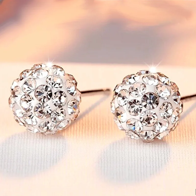 

Fashion Female Earrings 925 Sterling Silver Tiny Clear Crystal AAA Zircon Small Earrings for Women Wedding Jewelry Accessories