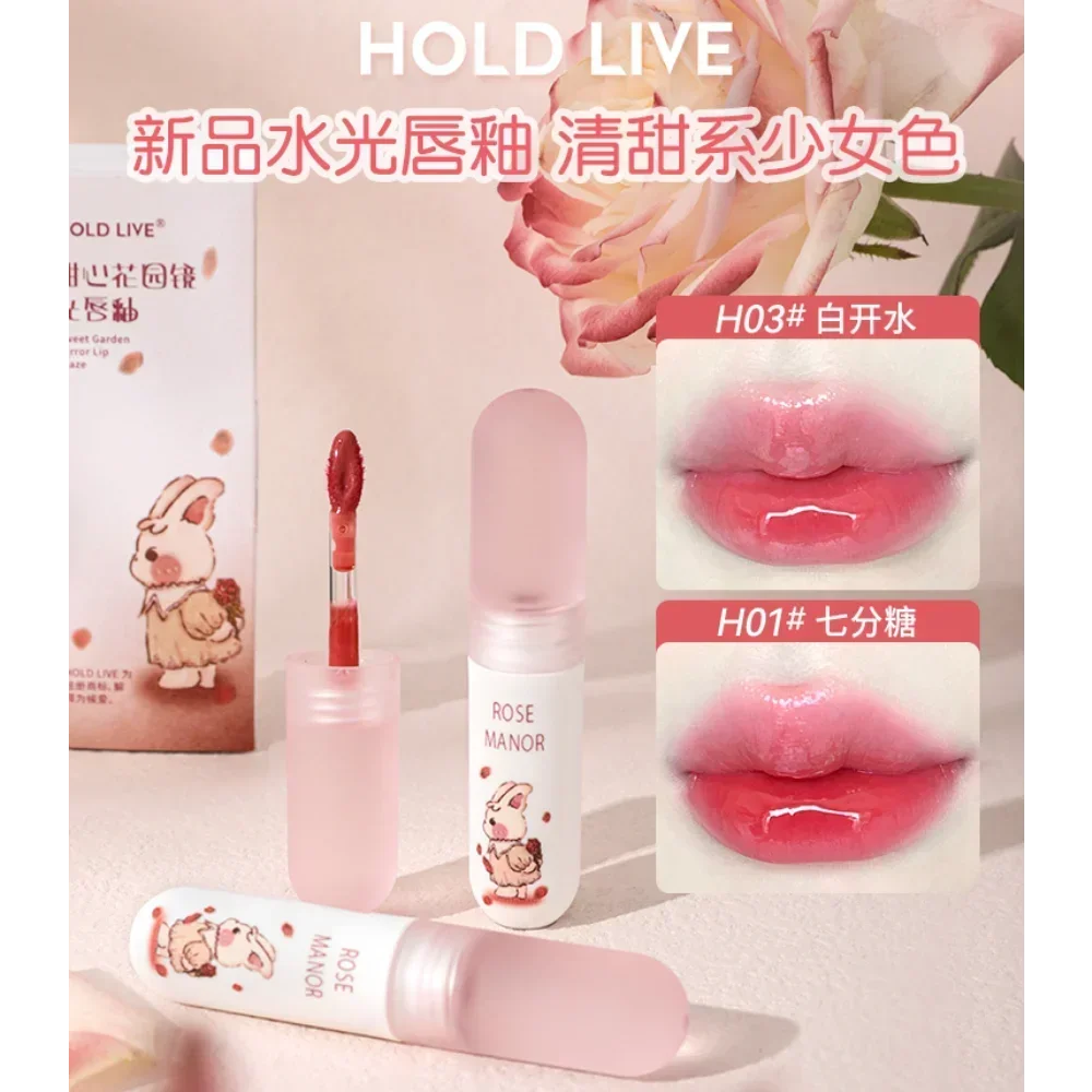 HOLD LIVE Bunny's Garden Watery Mirror Lip Glaze Batom Hidratante Lip Nectar Nutritivo Cosméticos de maquiagem coreana de longa duração