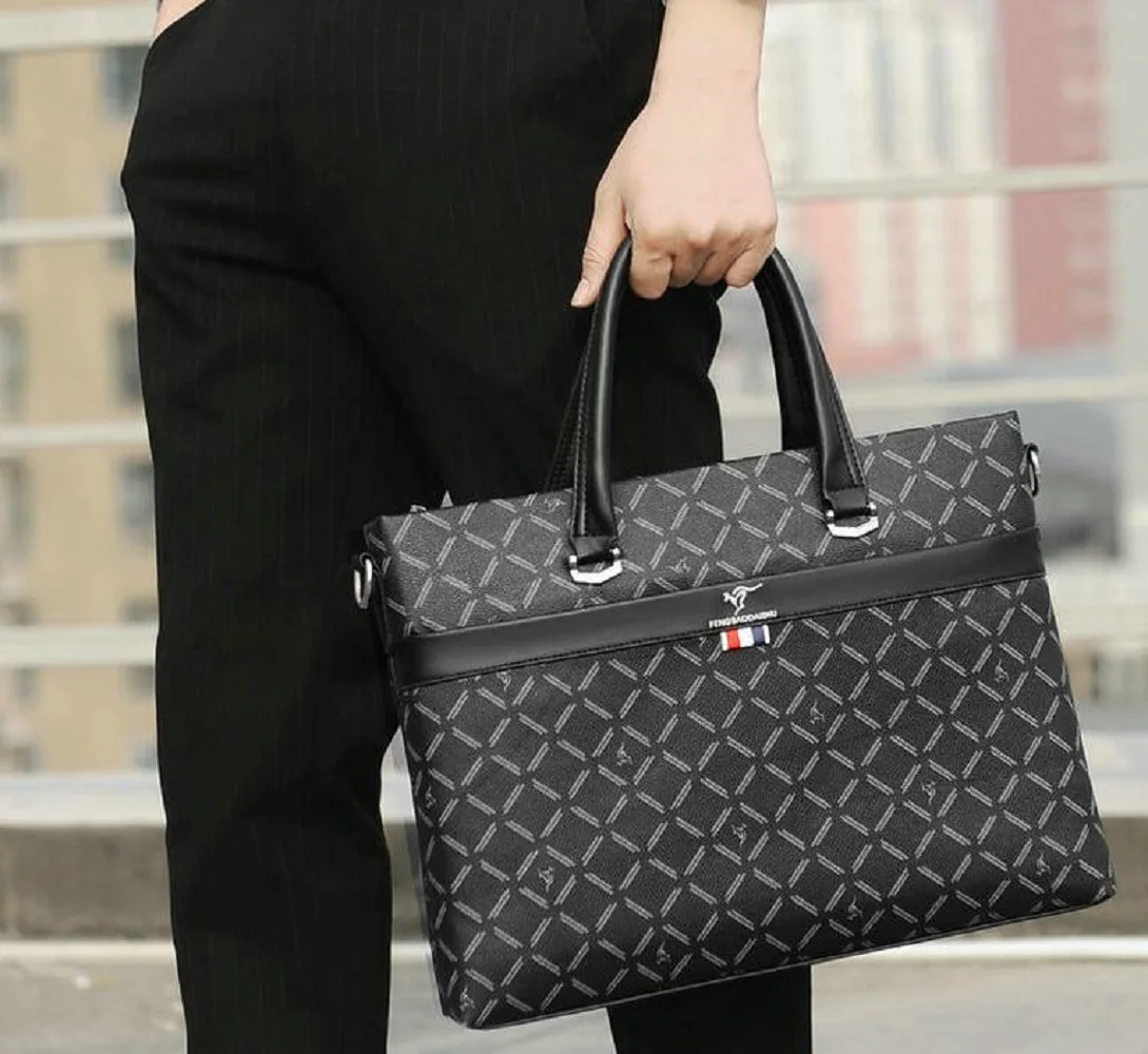 New Men's Fashion Luxury Designer Soft Pu Leather Briefcase Business High Capacity Handbag Shoulder Bags Laptop Crossbody Bag