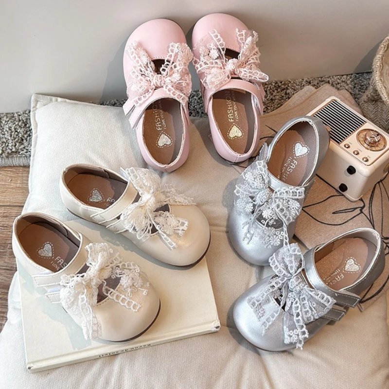 

Child Bow Shoe2025Four Seasons New Baby Flat SingleShoe Flower Anti Slip Girl Fashion CasualShoe Versatile Girl Performance Shoe