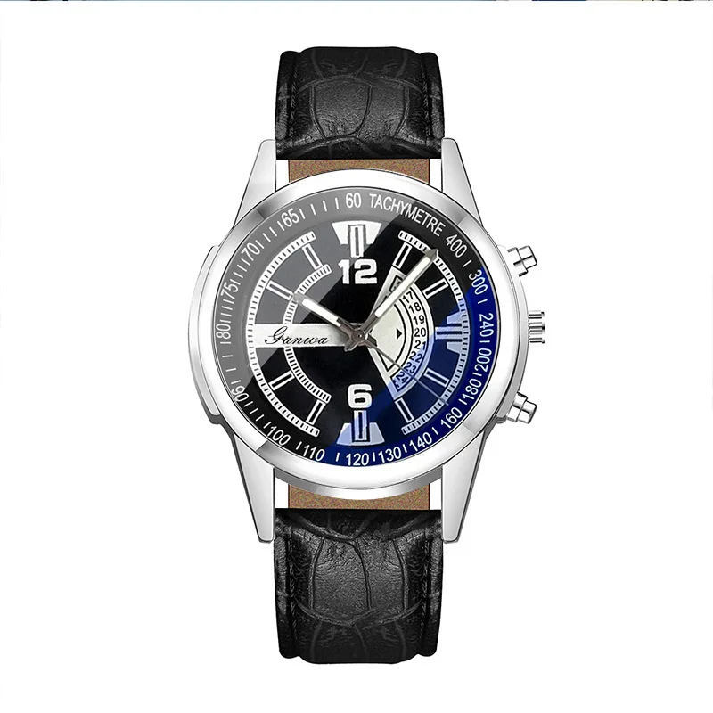 2026 Spring New Men's Watch Fashion Casual Blue Light Glass Quartz Belt Watch Diameter 42mm Thickness 9mm