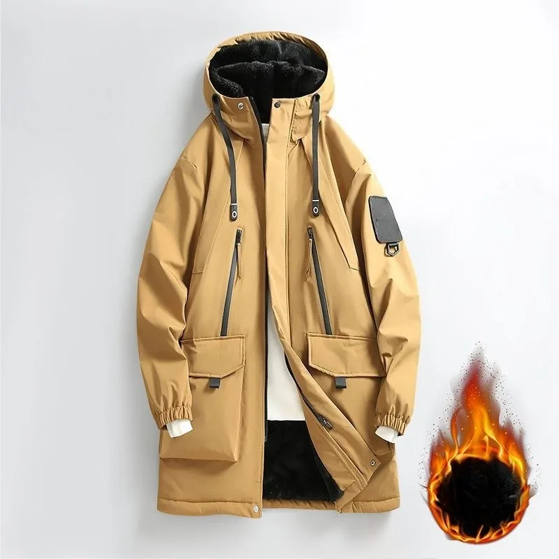 

New Cotton-padded Jacket Windbreaker Winter Fleece and Thickened Men's Workwear Multi-pocket and Plus-size Jacket Overweight Men