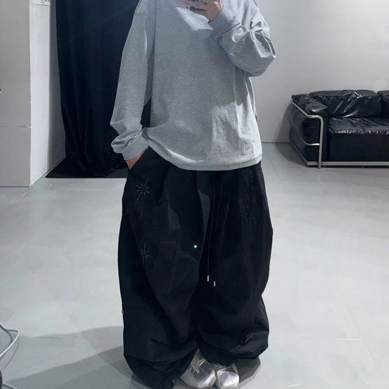 MEXZT Y2K Black Sweatpants Women Streetwear Rivet Diamond Baggy Joggers Harajuku Hip Hop Wide Leg Pants Summer Fashion Trousers