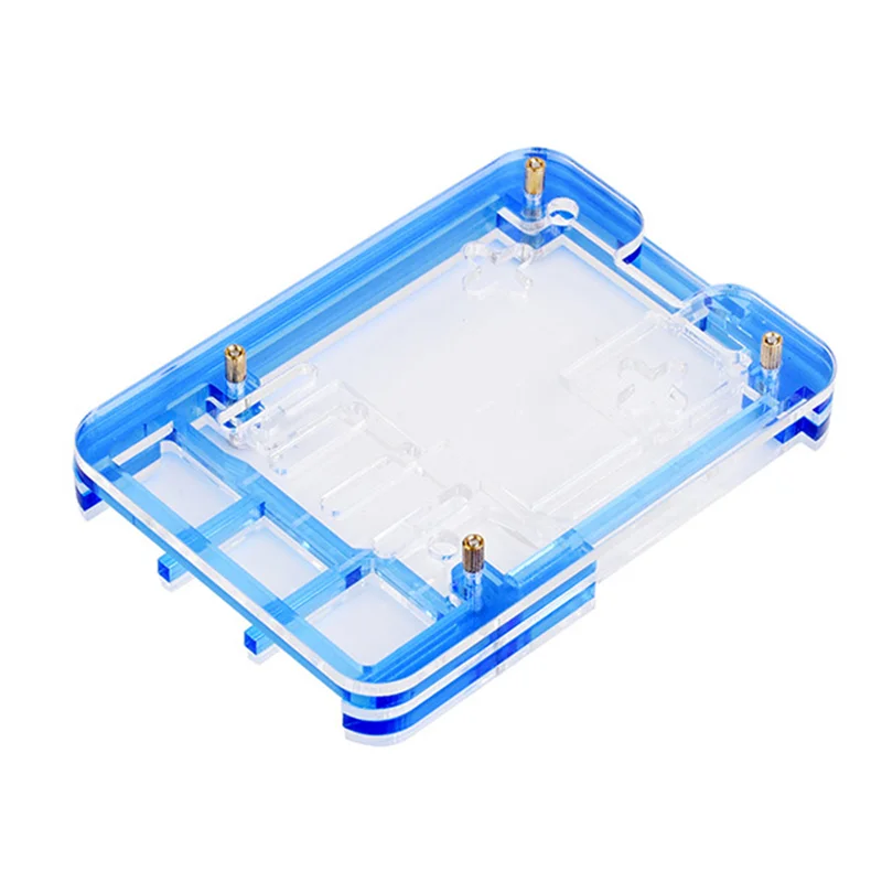 

C9-Acrylic Case For Raspberry Pi 5 Transparent+Blue Acrylic Shell Supports The Installation Of Official Heat Dissipation