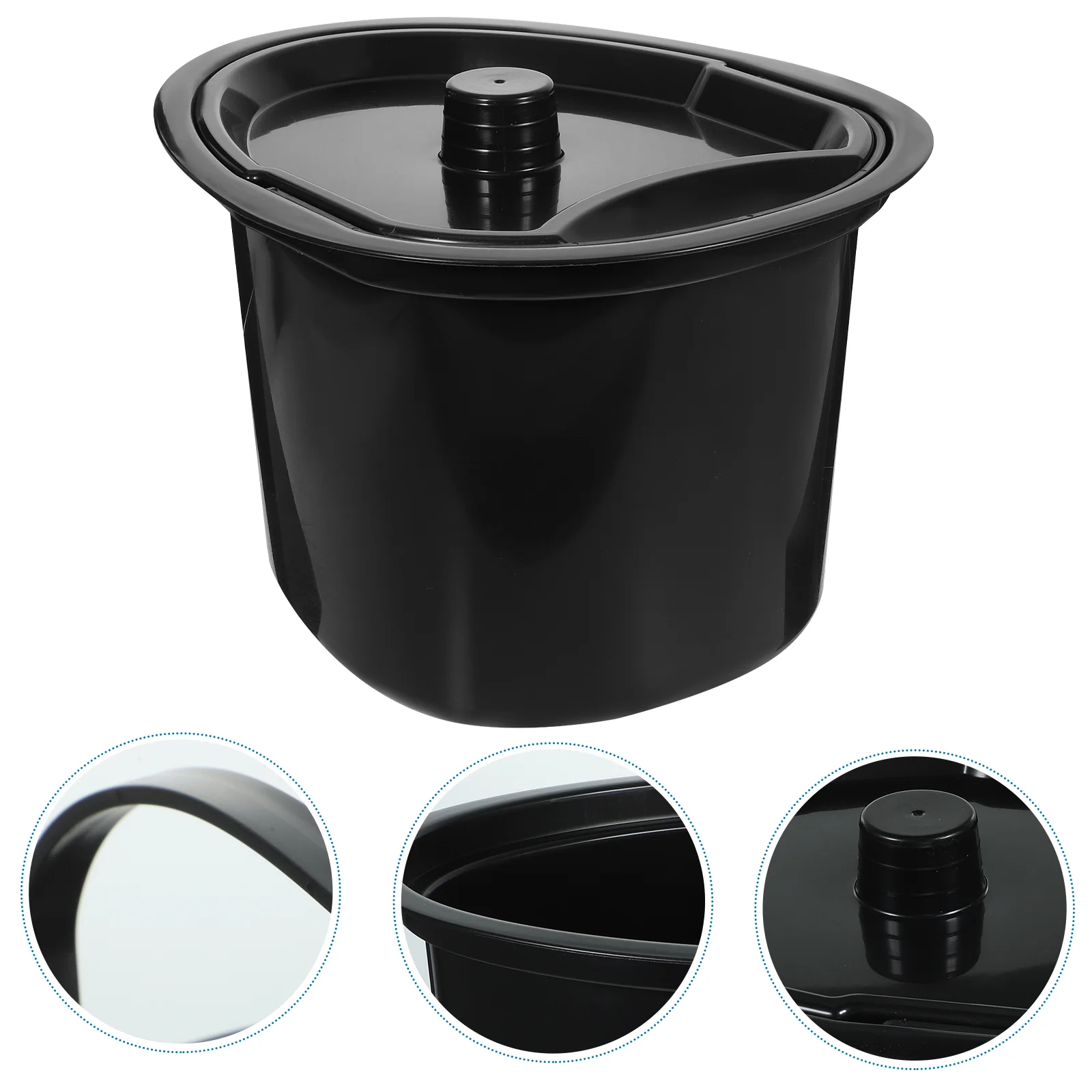 

Potty Bedpan Chamber with Lid for Bedroom Universal Portable Spittoon Plastic Black Miss