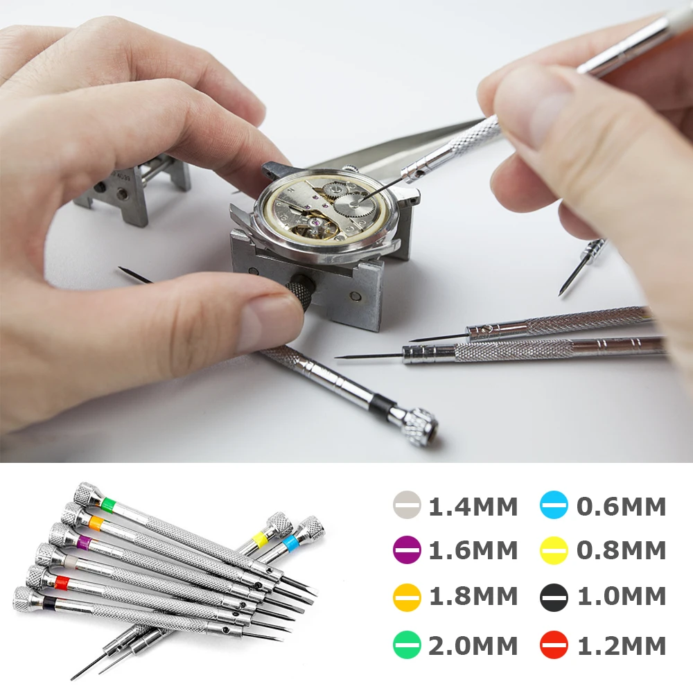 8PCS Watch Repair Tools Screwdriver Set 0.6mm-2.0mm Flat Head  Screwdriver kit Professional Watchmakers Watchmovent repair Tool