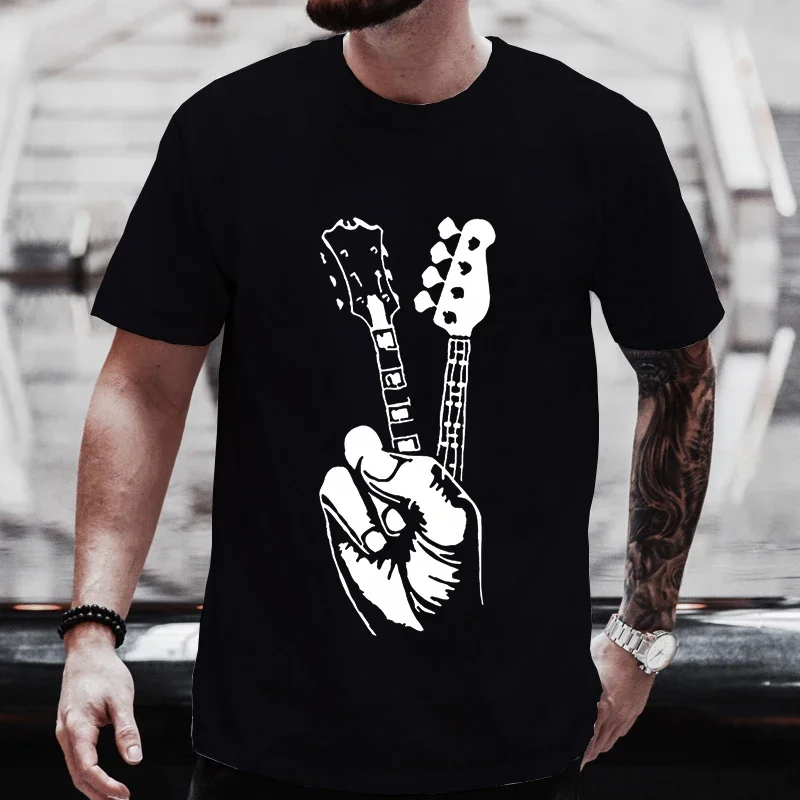 Funny Electric Bass Guitar Tee Shirts Graphic Tops Streetwear Short Sleeve Music Hip Hop Rock Musician Guitarist T-shirt Men