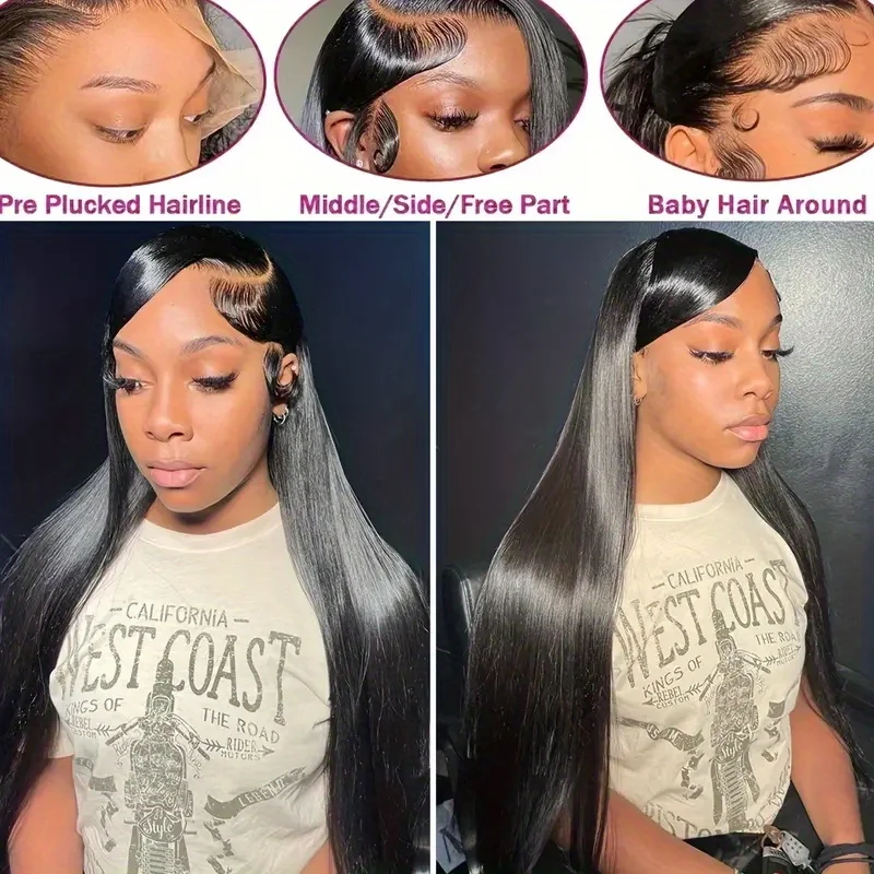 250% Density 13X4 HD Cosplay Wigs Human Hair 13X6 Straight Lace Front Cosplay Wig Human Hair 5x5  Pre Plucked with Hair Straight image 4