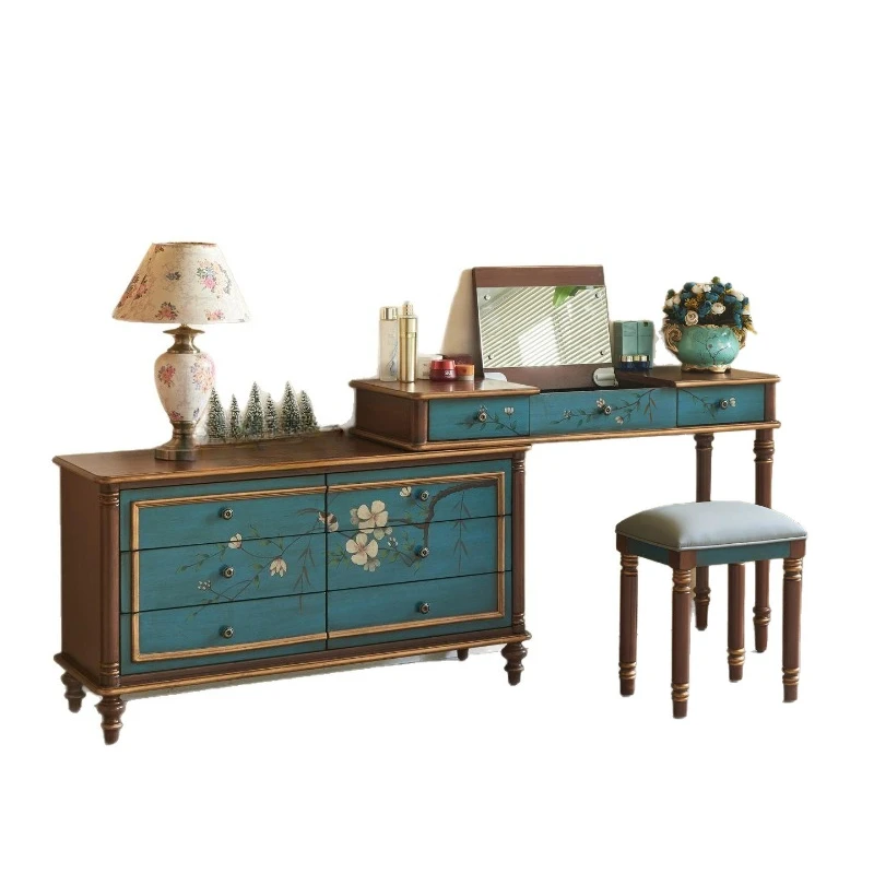 

Solid wood dresser table chest integrated combination adjustable