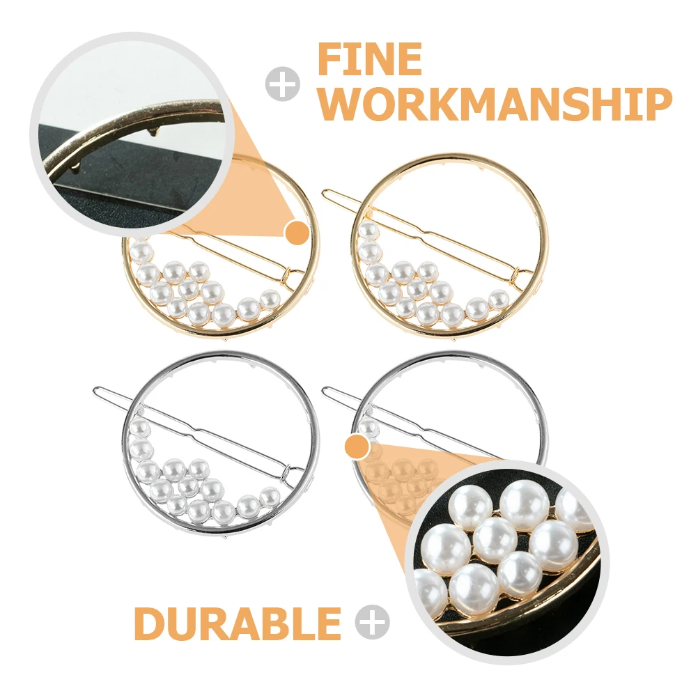 

4Pcs Pearl Hairpin Fashionable All-Match Hair Accessory for Ladies Bright Luster Exquisite Gift for Girls Birthday Party