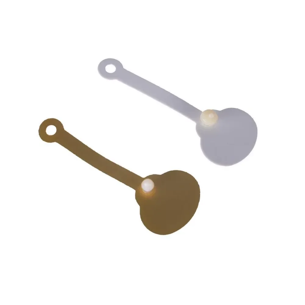 Druckknopf-Ringanhänger aus PVC in Goldweiß, Schmuckanhänger, Halsketten-Verpackungsetikett, Kunststoff-Geschenkanhänger, Vinyl-Knopfclip-Verschluss – Detail 2