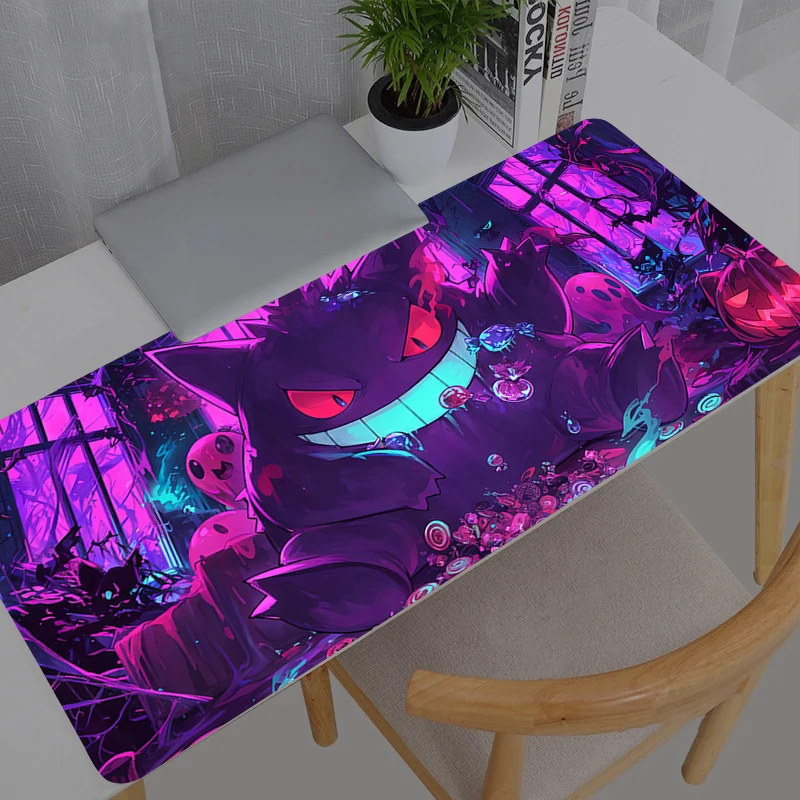 Tapis de souris Gamer XXL Pokémon Pikachu Gengar, grand tapis de bureau pour clavier et souris, en caoutchouc, pour ordinateur portable