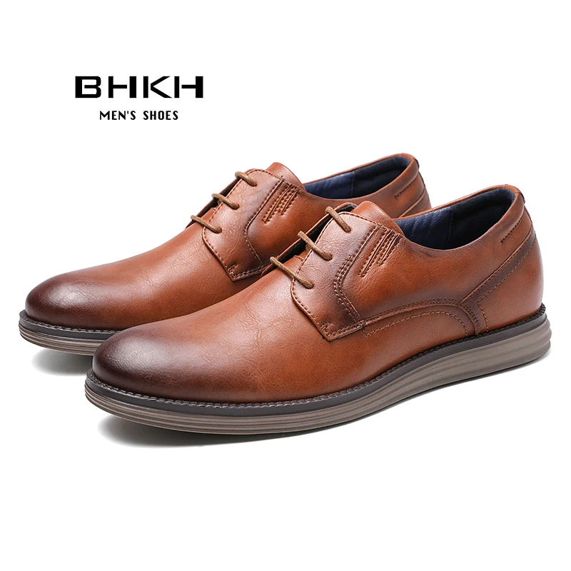 BHKH-zapatillas de deporte de cuero para hombre, zapatos informales con cordones, para negocios, trabajo y oficina, talla 47, Otoño e Invierno