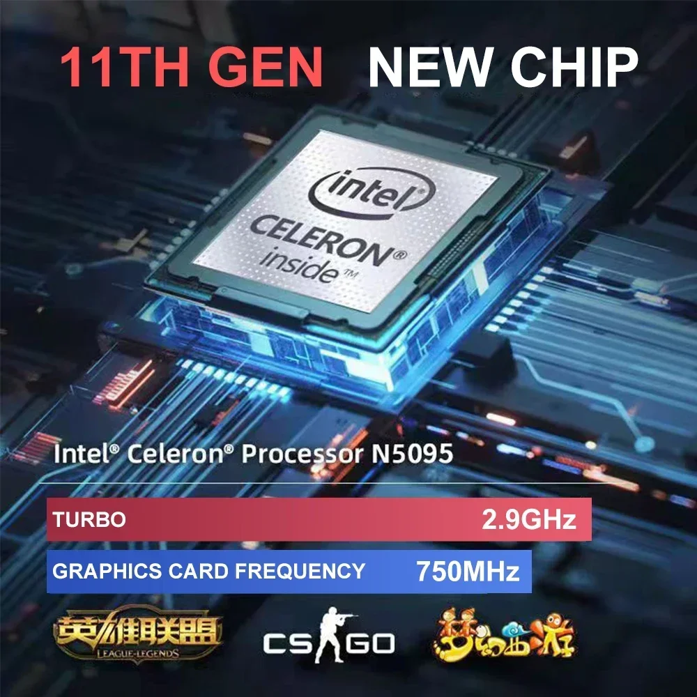 2025 Facial Recognition Intel Notebook N5095 16" Laptop 16GB 32GB RAM Max 2TB ROM Windows 11 Wifi 5 BT 4.2 RGB Keyboard Face ID