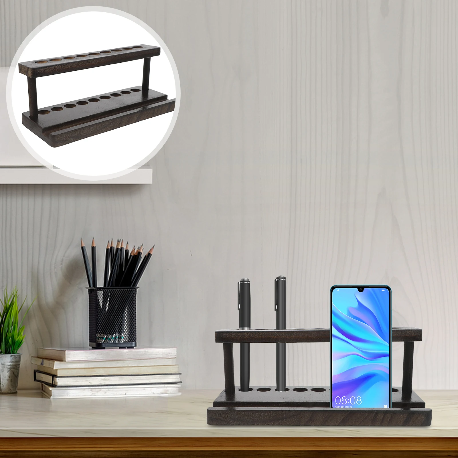 

Pencil Holder With Phone Holder Wooden Pencil Holder Pencil Holder Pen Stand Wood Pen Holder Wooden Phone Stand For Desk Office