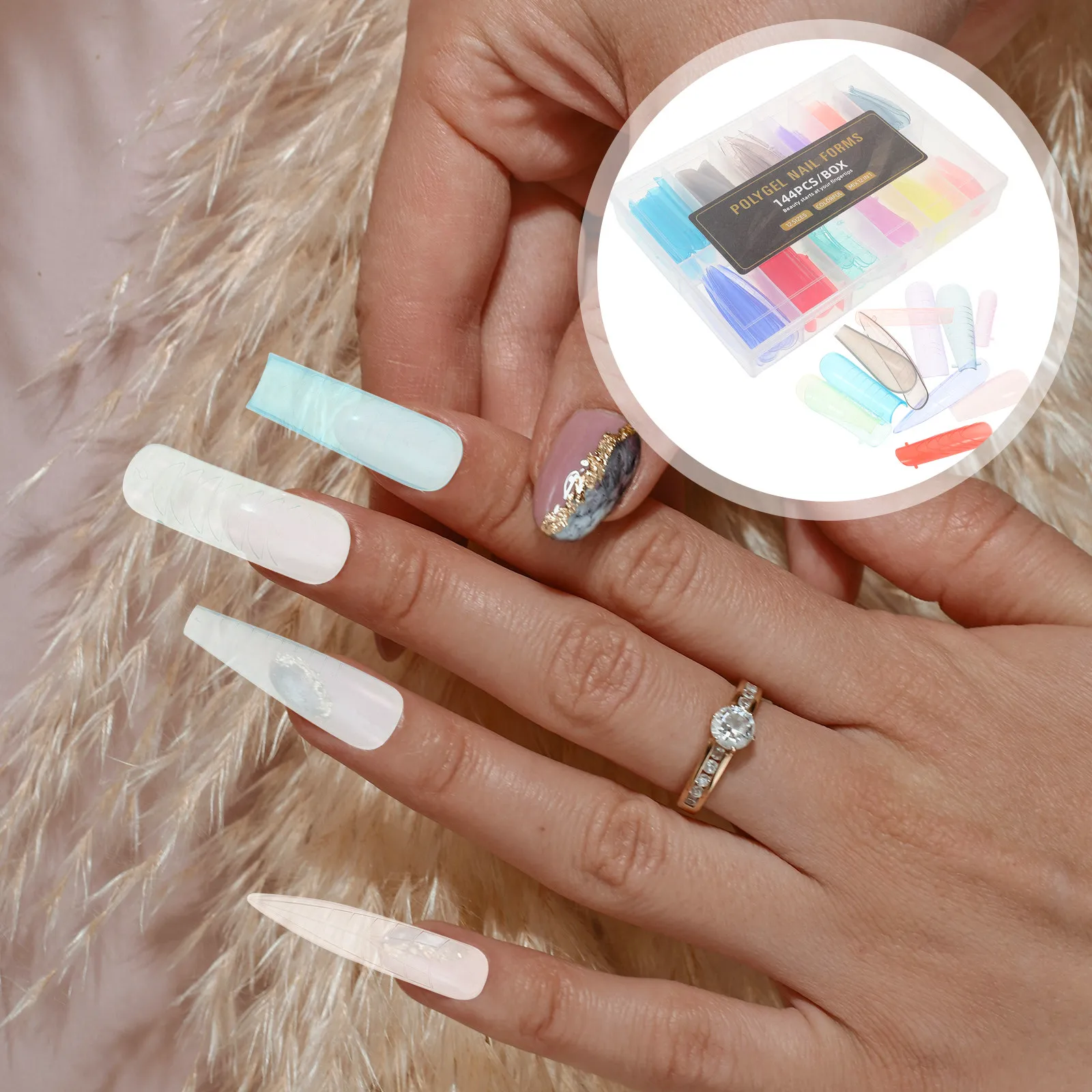 

Набор из 144 шт. прозрачных квадратных типсов для наращивания ногтей цвета макарон, для домашнего использования и салонов красоты, искусственные гелевые типсы для самостоятельного маникюра