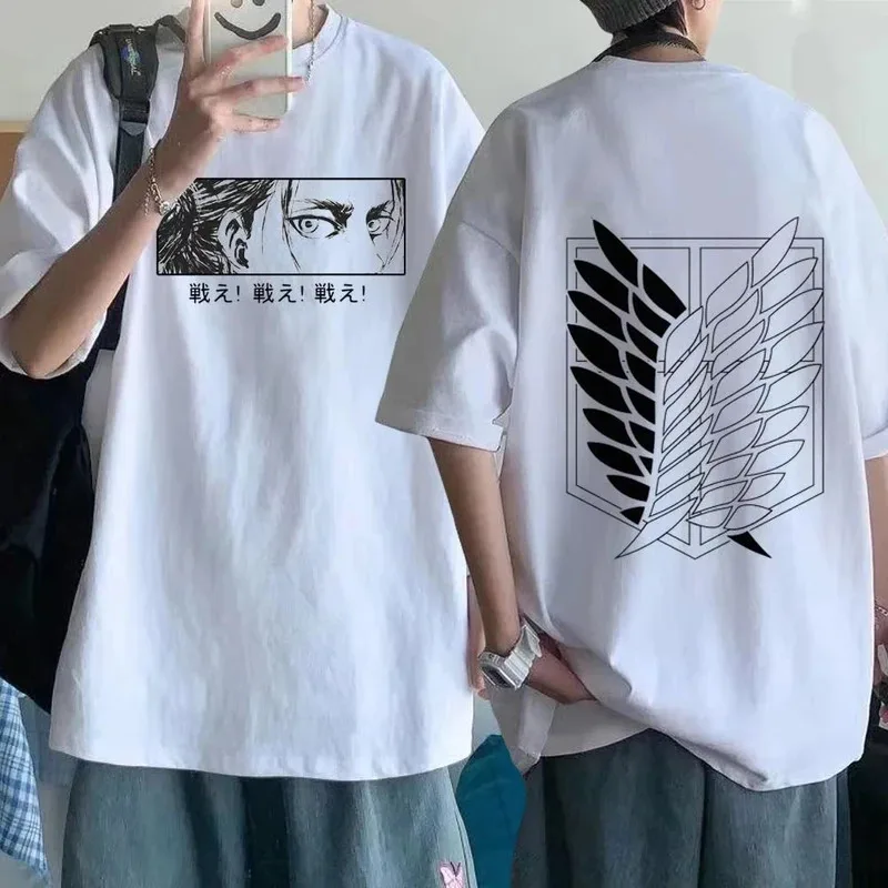 Attack on Titan Streetwear Men's T Shirt Eren Yeager Shingeki No Kyojin  Anime Summer Cotton Women Tops Tees Casual High S-5xl