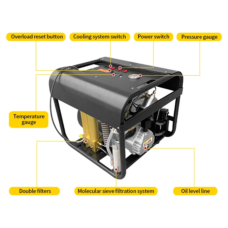 Imagem -06 - Tuxing-pcp Compressor de ar para Rifle de Mergulho Alta Pressão Auto Stop Filtro de Refrigeração de Água Embutido 300bar 4500psi