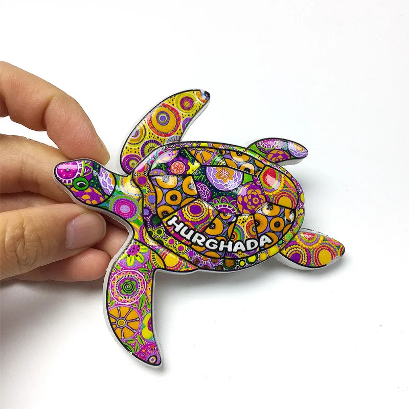 

Egypt Hurghada Creative Painted Turtle Cultural and Creative Magnetic Refrigerator Sticker Travel Souvenirs Home Decoration Gift