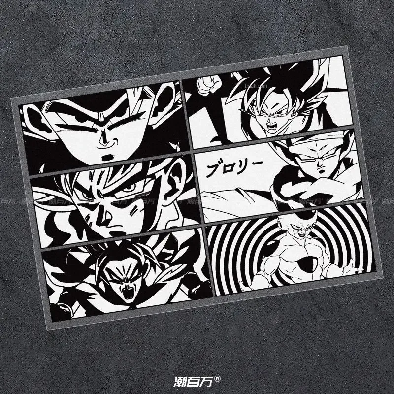 Dragon Ball Goku-pegatina de cómic blanco y negro para coche, pegatina reflectante para coche japonés, pegatina decorativa con bloqueo de arañazos