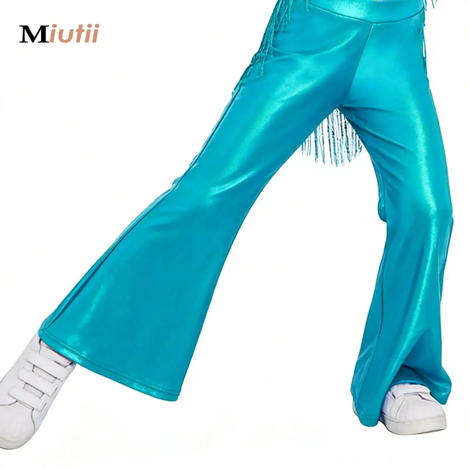 

Kids Girls Flares Trousers Sequin Jazz Hip Hop Latin Ballet Ballroom Dance Performance Disco Costumes Teens Bell-Bottom Pants