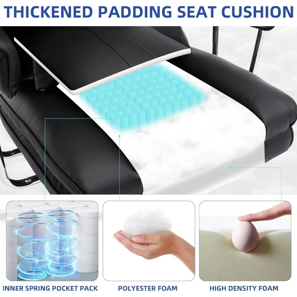 كرسي مكتب كبير وطويل القامة بسعة 500 رطل، مقعد عريض، كرسي مكتب تنفيذي عالي الظهر، كرسي مهام مكتبي مريح، دعم قطني Com #6