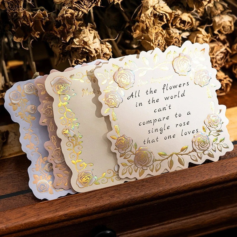 Rose Memo Paper 3D Embossed Hot Stamping Non Sticky Message Note DIY Background Scrapbooking Stationery Supply