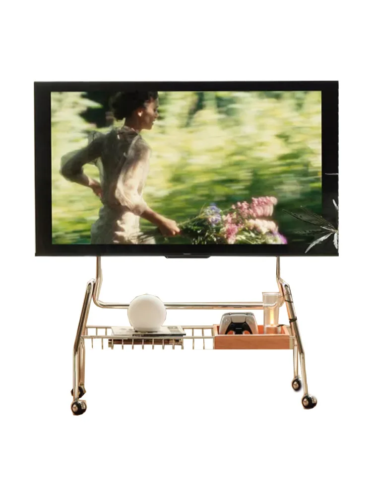 Free TV Stand/Movable TV Bracket Floor Mounted Home Living Room Furniture Monitor Hanger Stainless Steel