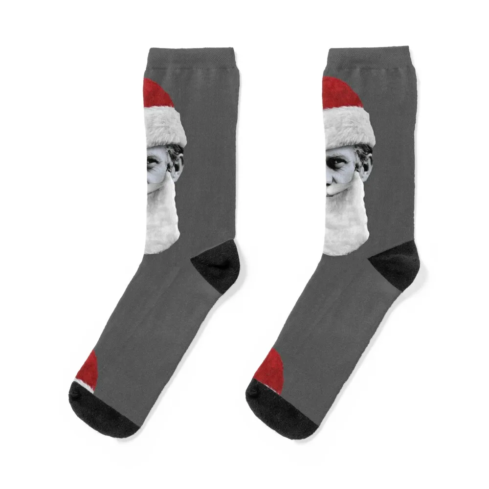 MERRY STEVEMAS - Steve McQueen - on Grey Socks Running football Ladies Socks Men's