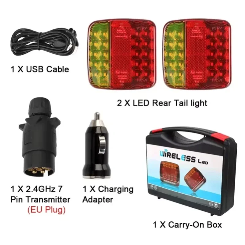 LED Magnetisches Anhänger-Rücklicht-Set, Kabellos 30M Reichweite Wiederaufladbare Magnetische Brems- und Stoppsignalleuchte für Abschleppwagen LKW Anhänger Wohnmobil Caravan RV Drahtlose