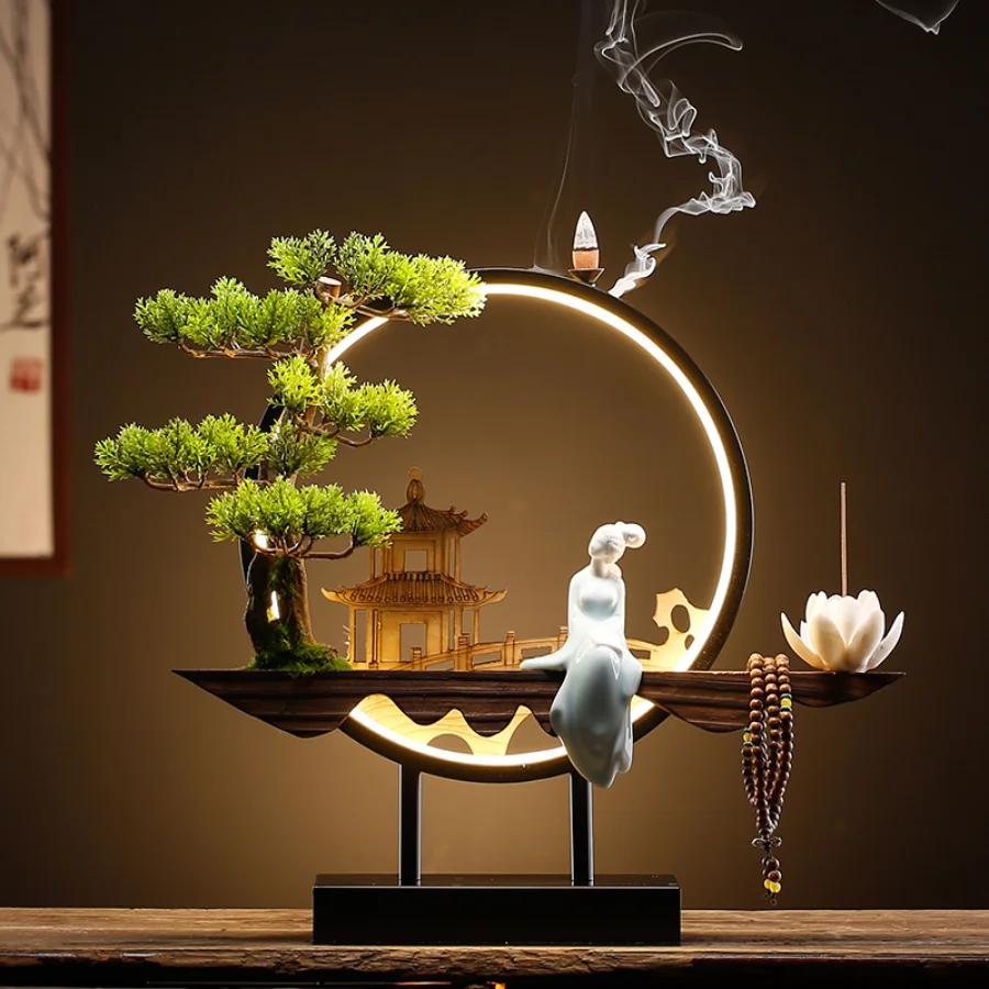 

Decoration Incense Burner Ornament Vintage Wood Incense Burner Nature Oriental Chinese Led Lamp Aesthetic Porta Incienso Vaper
