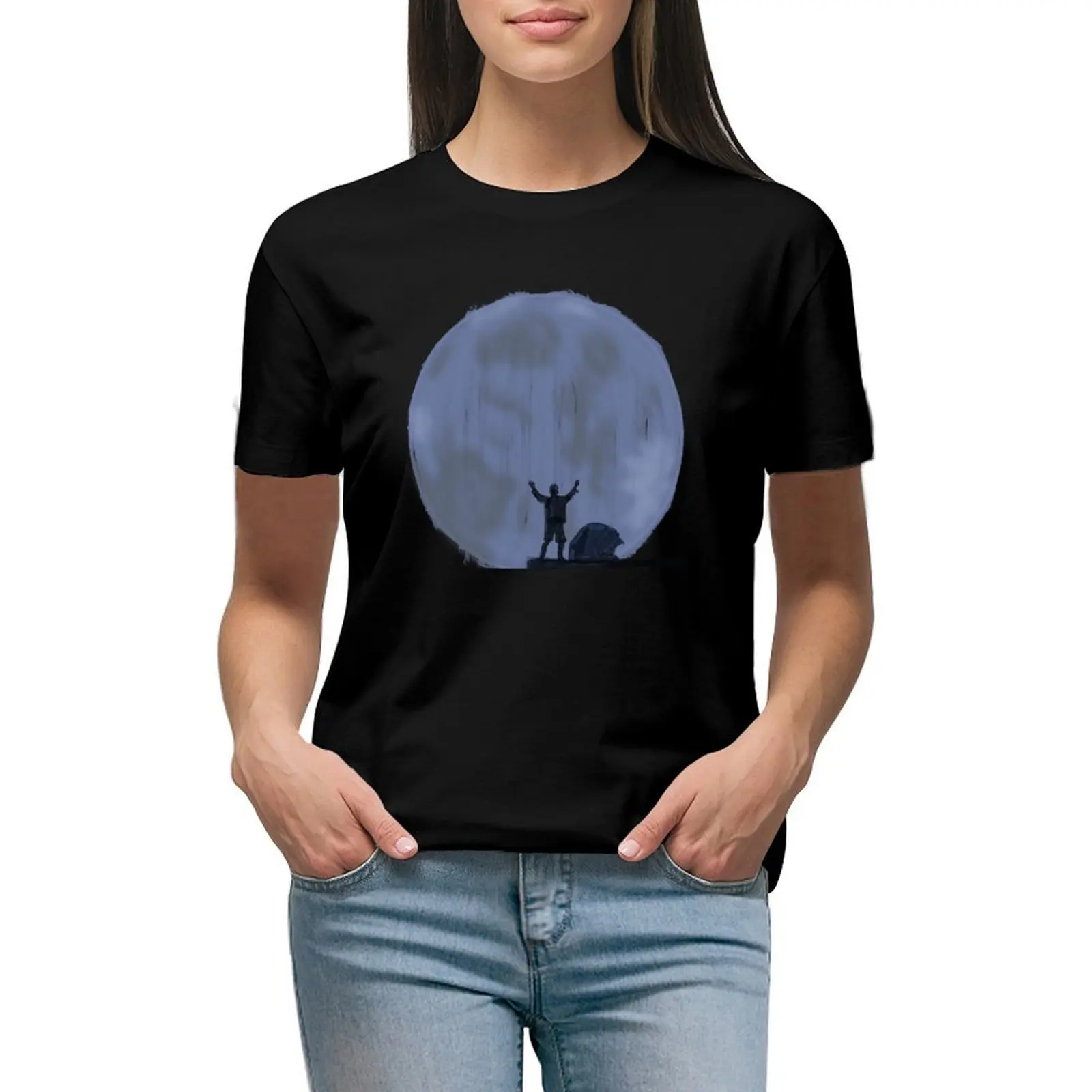 The Moon is SO Big! No text T-shirt funny vintage clothes Blouse tops Women