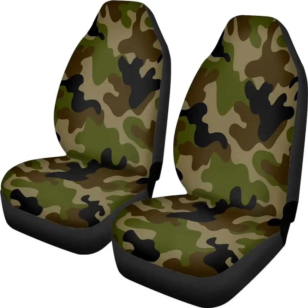 Seat Covers for Cars Camouflage Seamless Pattern Brown Green Black Front Car Seat Cover Easy to Install Universal 2 Pcs