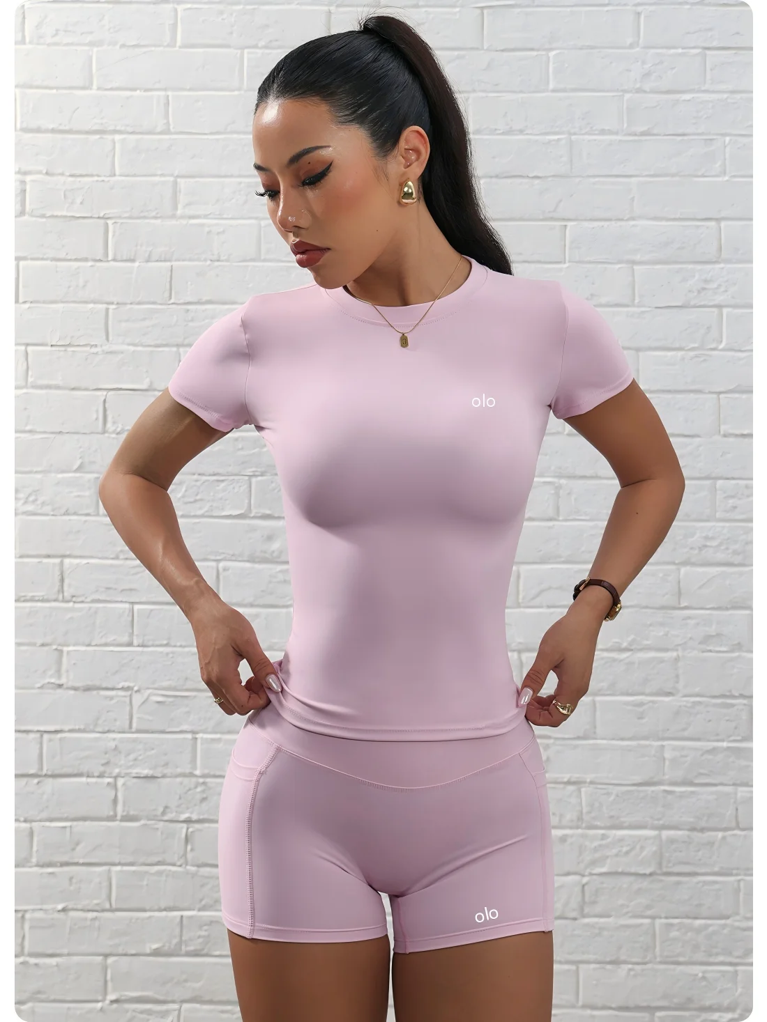 2026 Yoga Set Speed Drying Round Neck Yoga Set - Tight High Elasticity Yoga Suit Two Piece Set Running Sports Fitness Tennis Set