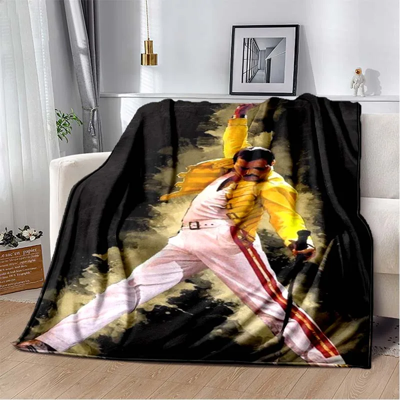 singer Freddie Mercury Queen-Rock-Band Print Flannel Blanket Ultra Soft Warm Throw For Bedroom Sofa Living Room  Music Home Gift