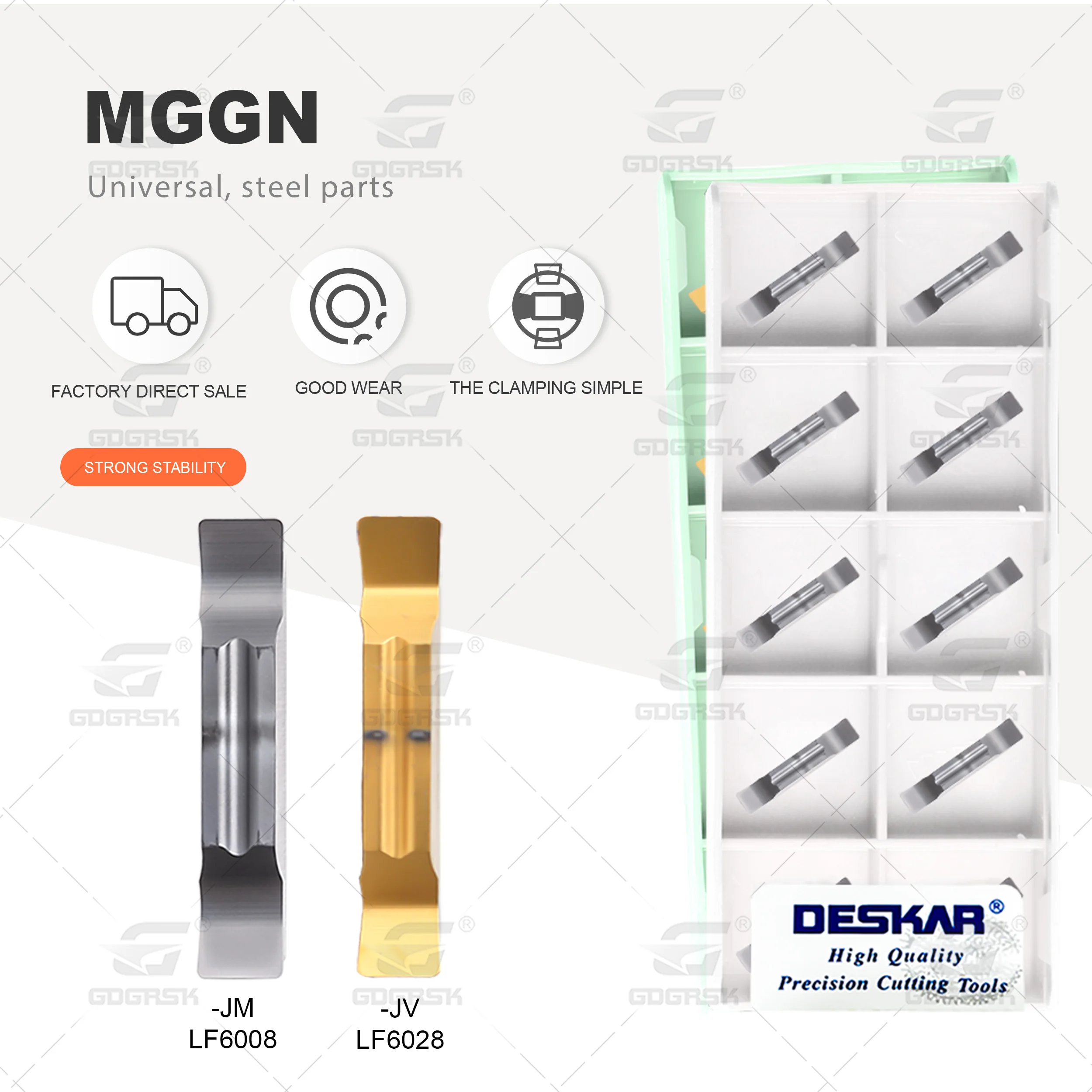 

Лезвие для обработки канавок DESKAR MGGN150/200/250/300/400-JM JV LF6028 LF6008 Токарный станок с ЧПУ MGGN Прорезное лезвие Сталь Обработка нержавеющей стали