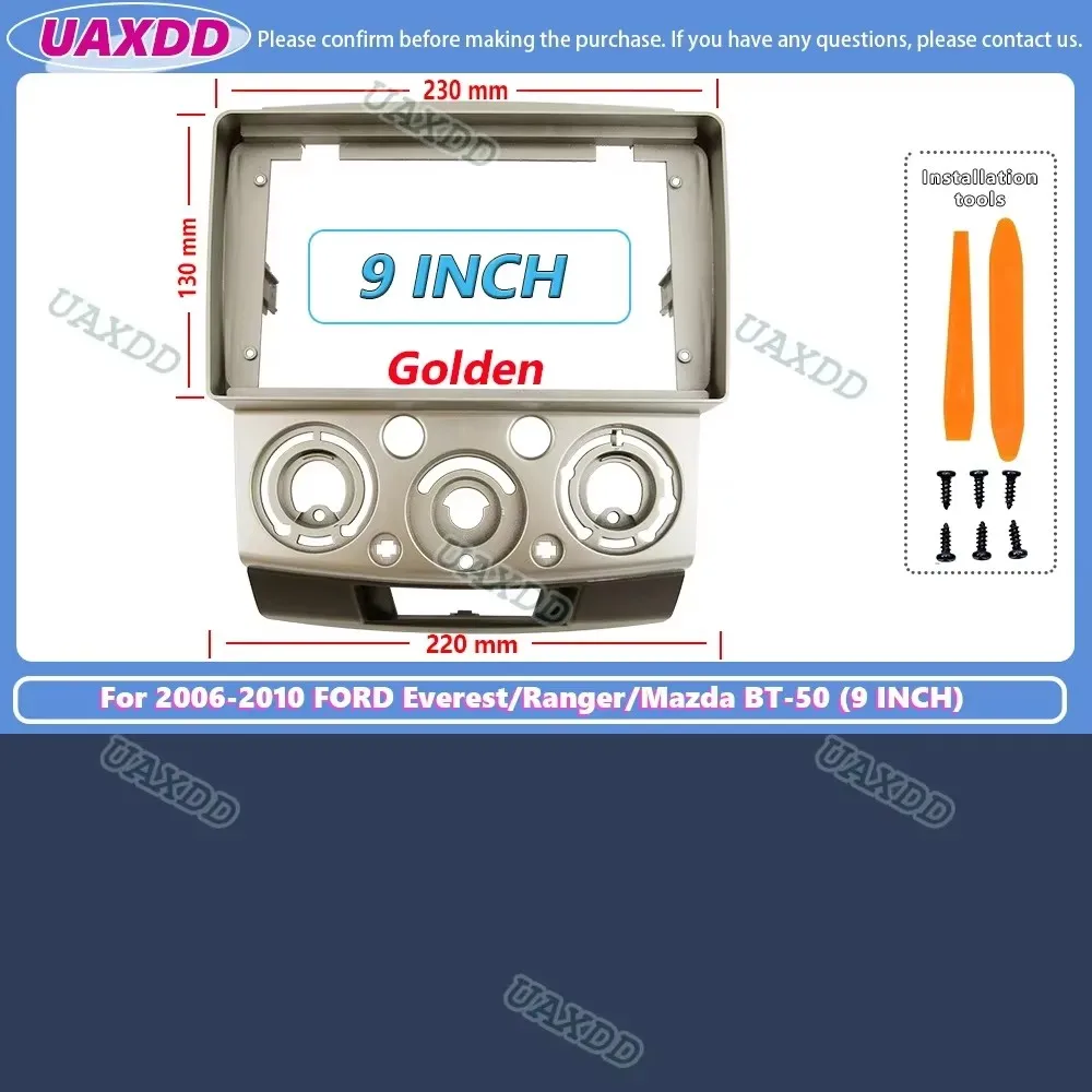 For 2006-2010 FORD EVEREST RANGER MAZDA BT-50 9INCH Car Radio Fascias Android MP5 CD GPS Player Panel Frame 2 Din Head Unit Trim