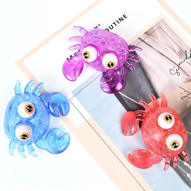 Cute Crab Water Ball Decompression Toys Anti Stress Pinch Bead Stress Squeezable Ball Stress Relief Sensory Toy for Kids Adult