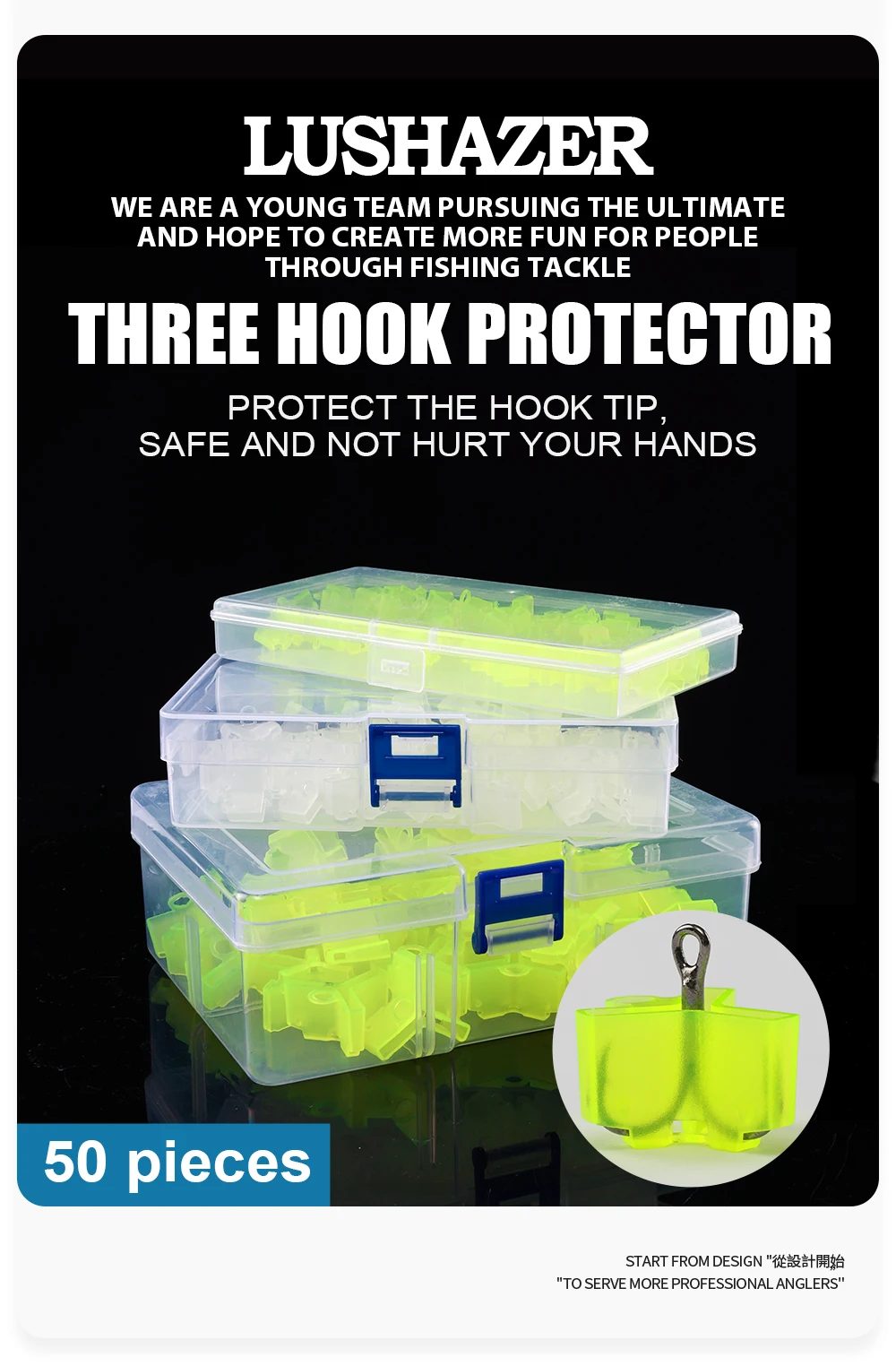 50Pcs/Lot Lightweight Accessories with Slots Sleeves Tool Durable Protector Caps Fishing Out Hook Cover Safety Treble Fish Gear