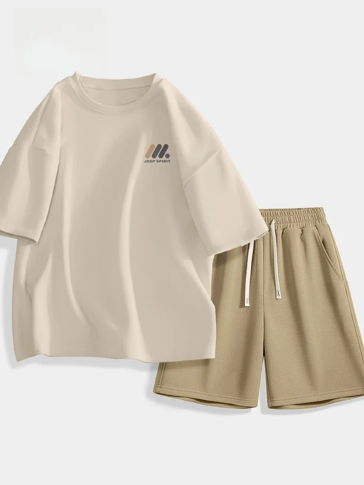 casual-set-men's-2026-new-premium-feeling-summer-men's-t-shirt-pure-cotton-large-size-pants-men's-short-sleeve-shirt