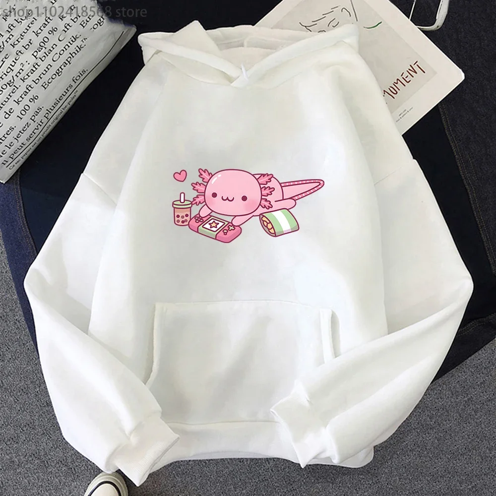 Sweat à capuche Axolotl Relax Gamer pour hommes et femmes, sweat-shirt graphique Kawaii, pulls décontractés Y2K, vêtements à manches longues, mignon