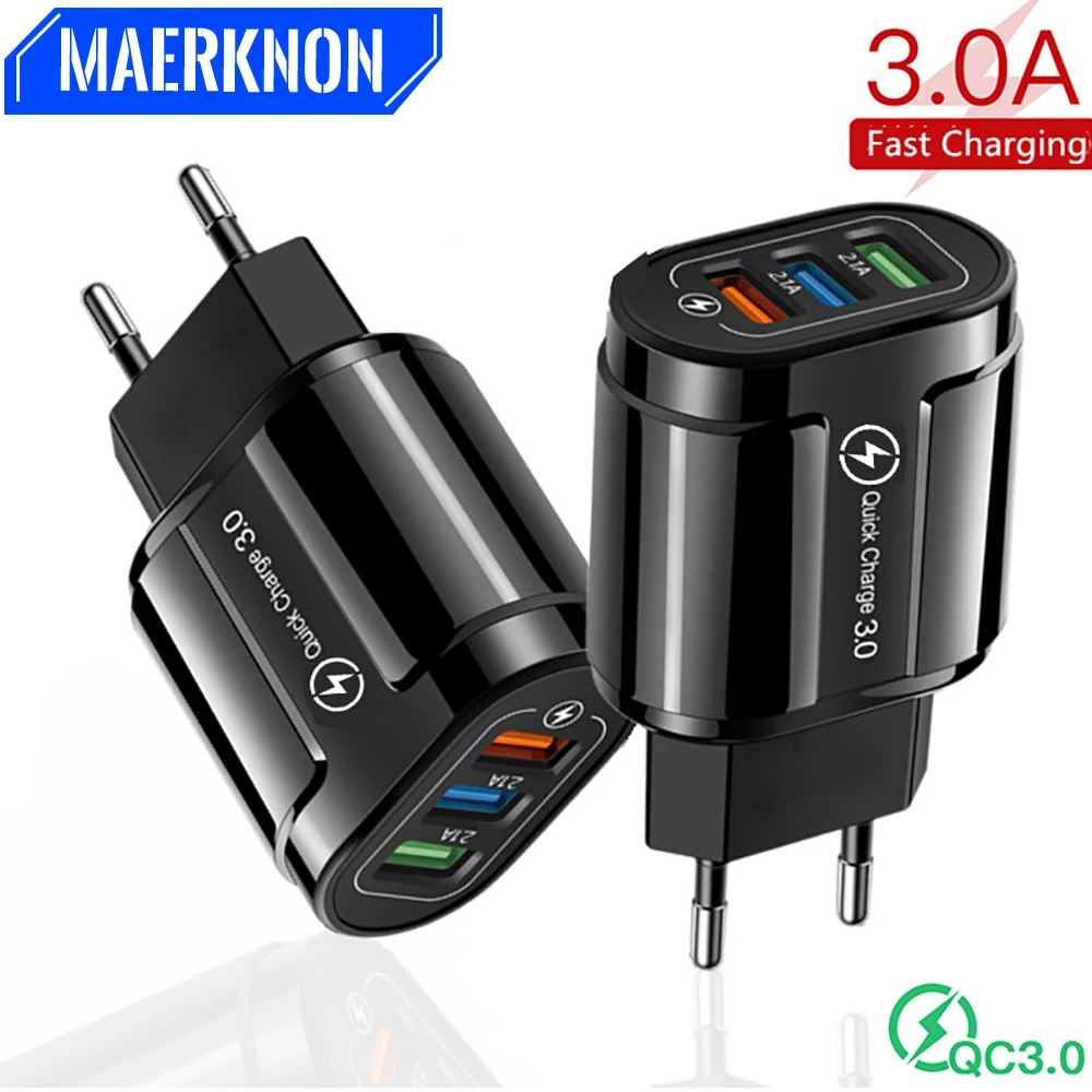 Universal Quick Charge 3.0 Wall USB Charger 18W Fast Charging Adapter For iPhone Samsung Phone Tablets EU US 3 Port USB Chargers