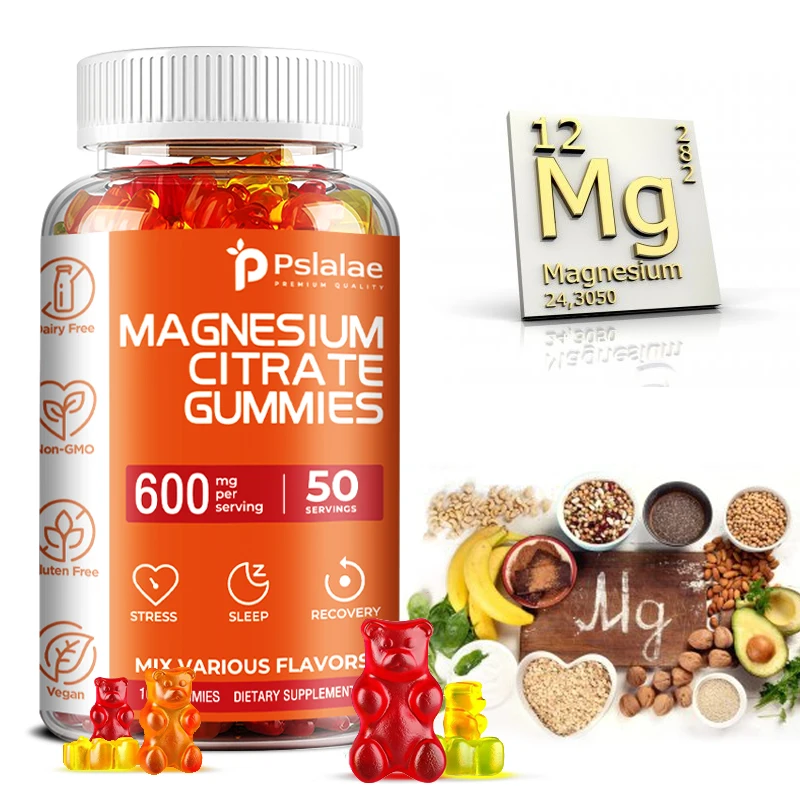 

Magnesium Citrate Gummies - Strengthens Bones, Relaxes Muscles, Relieves Stress, and Improves Energy Levels