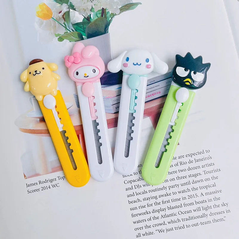 Kawaii Sanrios MyMelody Kuromi Cinnamoroll Mini Cute Utility Knife Portable Demolition Courier Pocket Knife Student Stationery